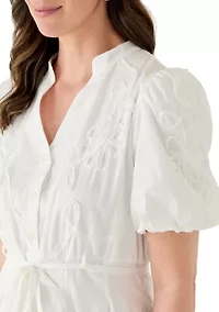 Women's Button Front Soutache Shirt Dress