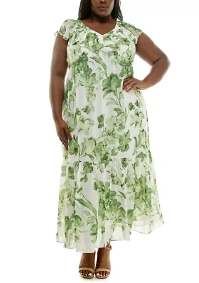 Plus Ruffle V-Neck Dress