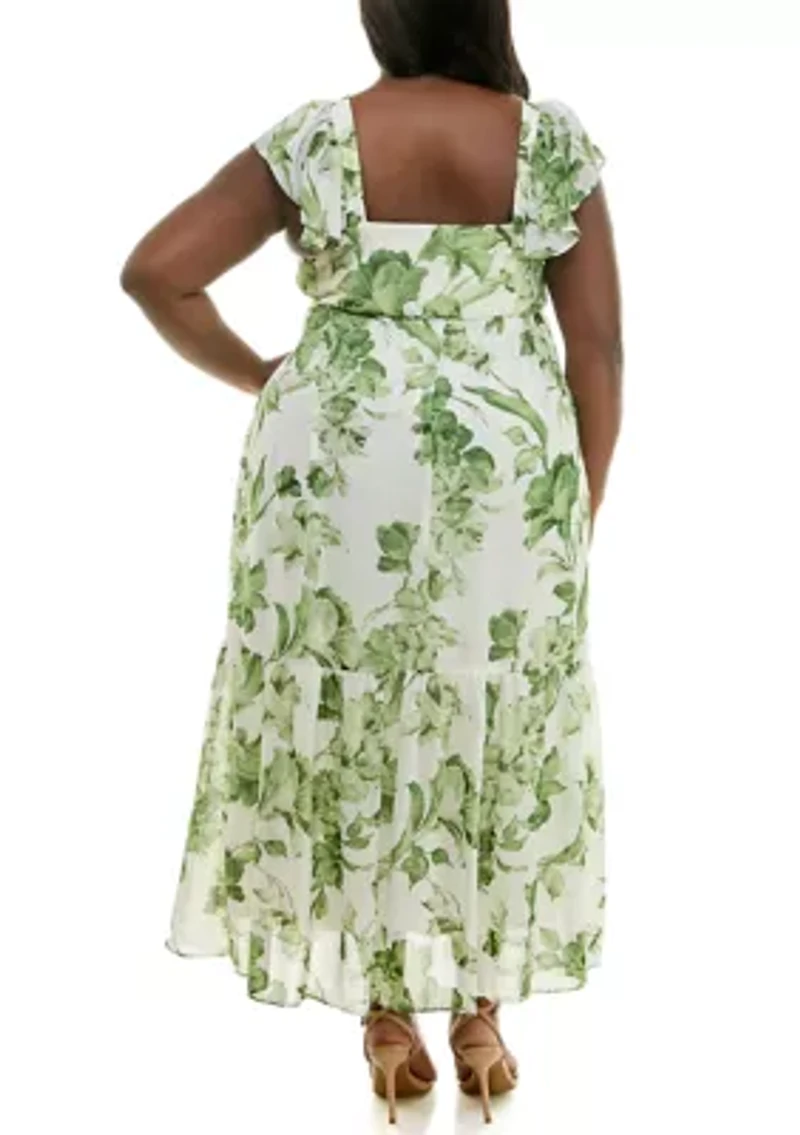 Plus Ruffle V-Neck Dress