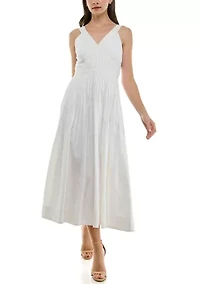 Women's V-Neck Pleated Dress