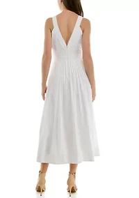 Women's V-Neck Pleated Dress