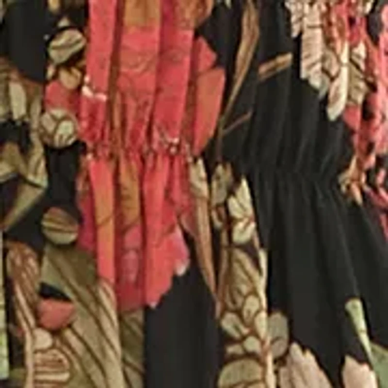 Women's Printed V-Neck Smocked Dress