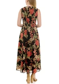 Women's Printed V-Neck Smocked Dress