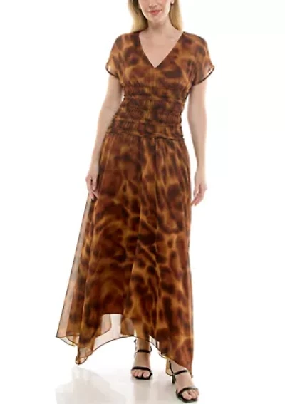 Women's Smocked Waist Animal Printed Dress
