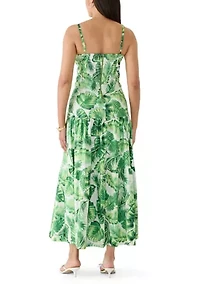 Women's Sleeveless Tropical Leaf Midi Dress