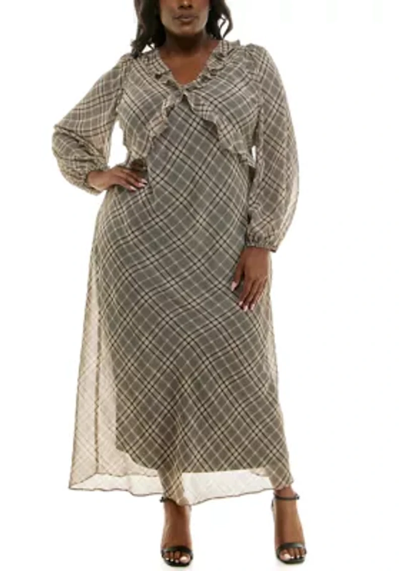 Long Ruffle Detail Dress