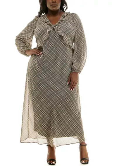 Long Ruffle Detail Dress
