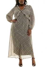 Long Ruffle Detail Dress