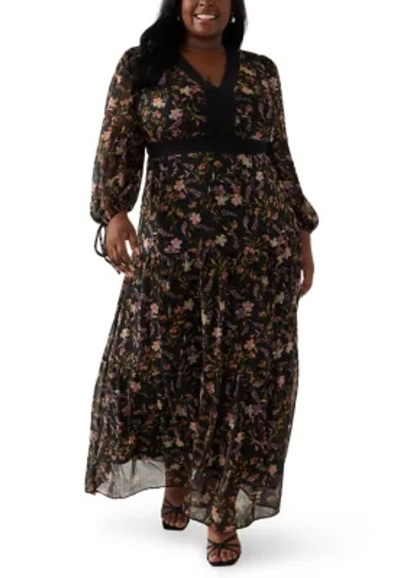 Plus Tiered Floral A-Line Dress