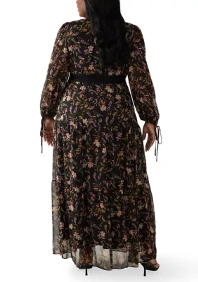 Plus Tiered Floral A-Line Dress