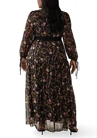 Plus Tiered Floral A-Line Dress