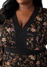 Plus Tiered Floral A-Line Dress