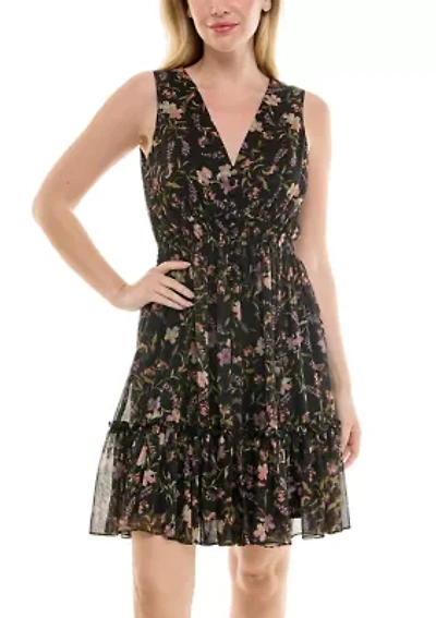 Women's Floral Smocked V-Neck Dress