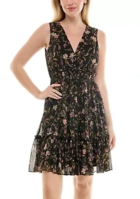 Women's Floral Smocked V-Neck Dress
