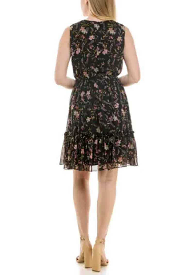 Women's Floral Smocked V-Neck Dress