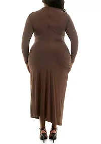 Plus Asymmetrical Ruched Midi Dress