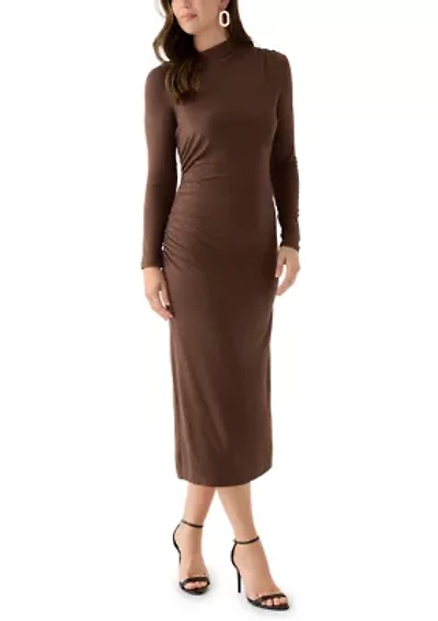 Women's Asymmetrical Ruched Midi Dress