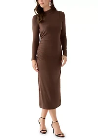 Women's Asymmetrical Ruched Midi Dress
