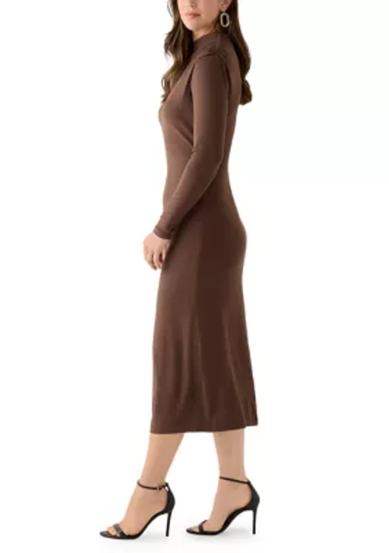 Women's Asymmetrical Ruched Midi Dress