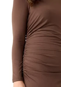 Women's Asymmetrical Ruched Midi Dress