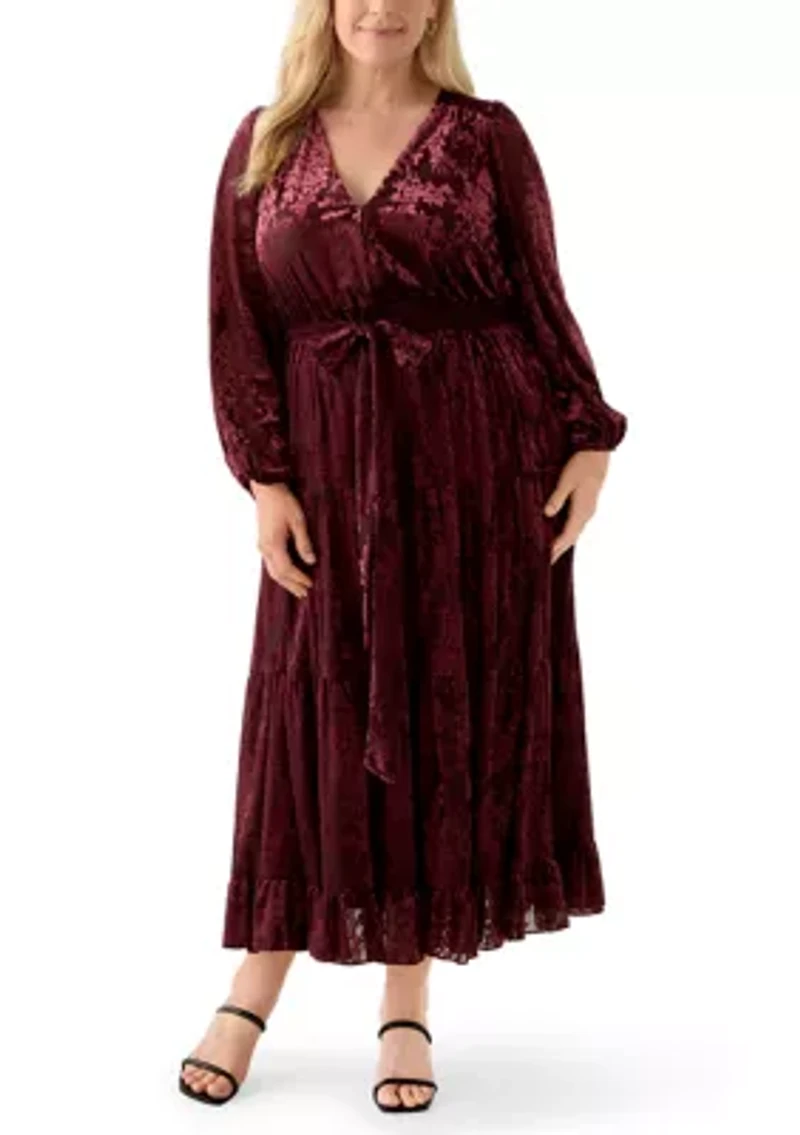 Plus Long Tiered Velvet Dress