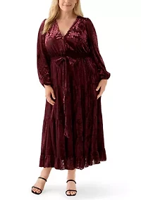 Plus Long Tiered Velvet Dress