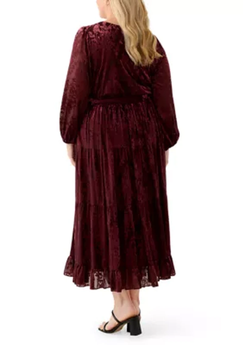 Plus Long Tiered Velvet Dress
