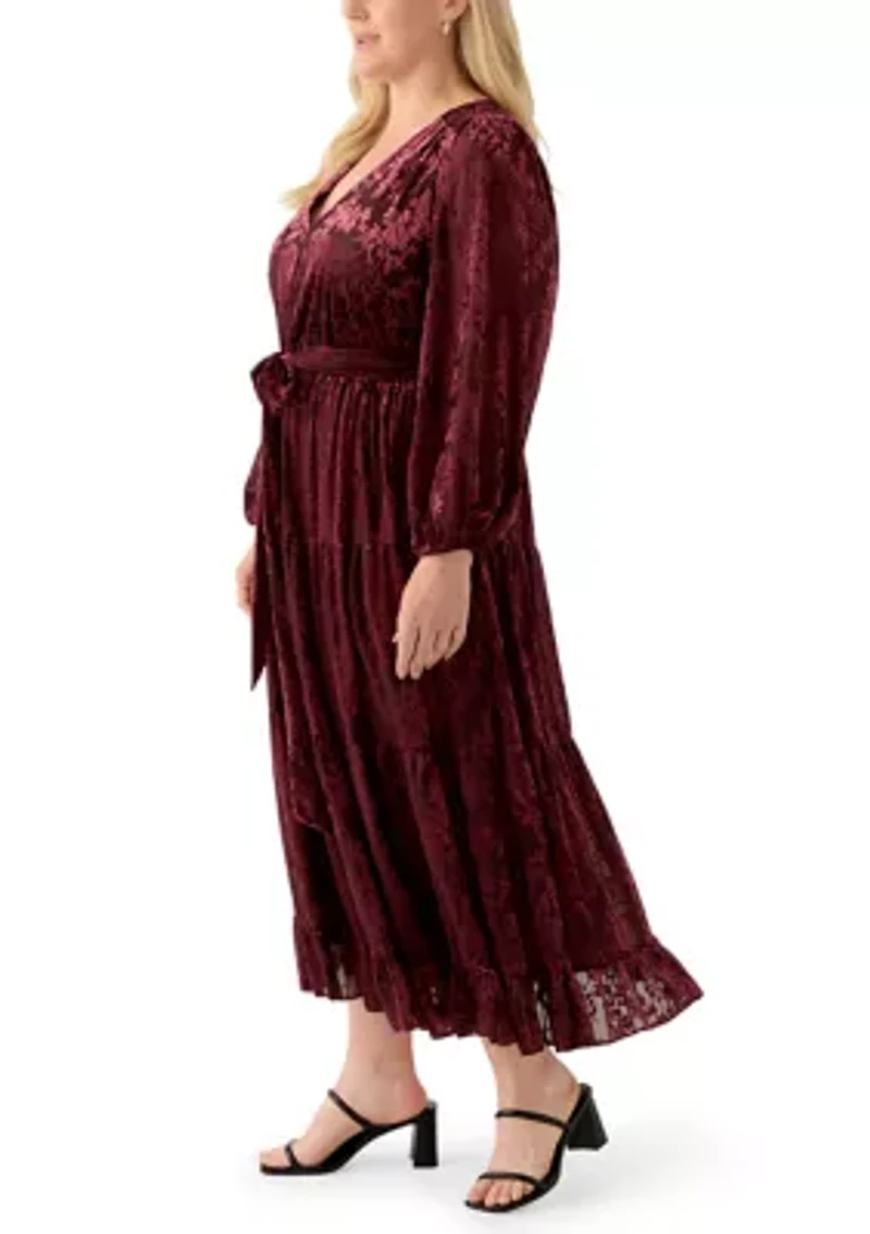 Plus Long Tiered Velvet Dress