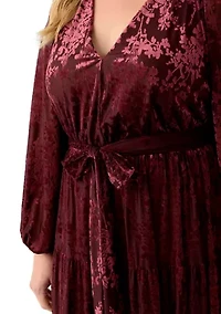Plus Long Tiered Velvet Dress