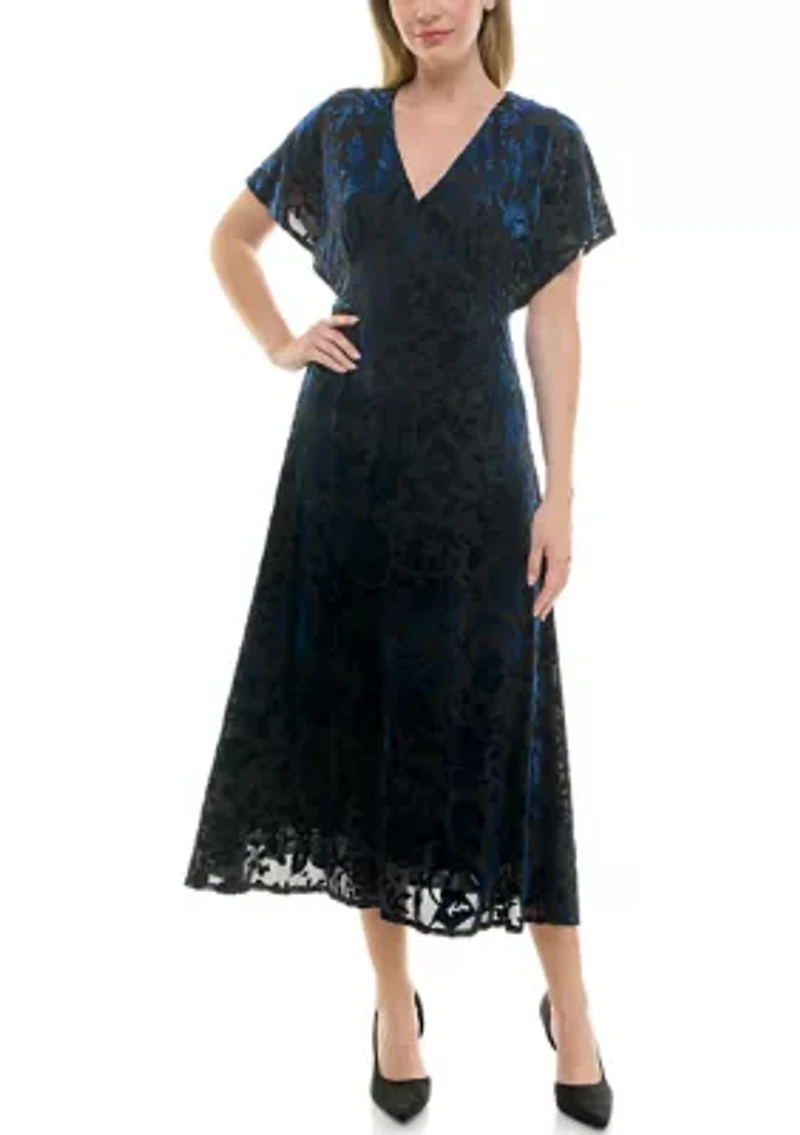 Women's Velvet Burnout Midi Dress