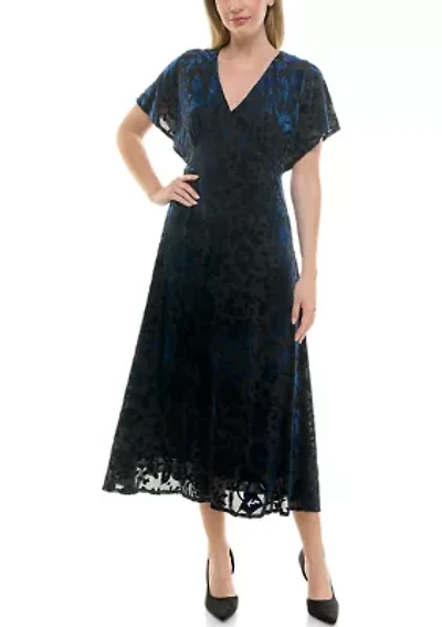 Women's Velvet Burnout Midi Dress