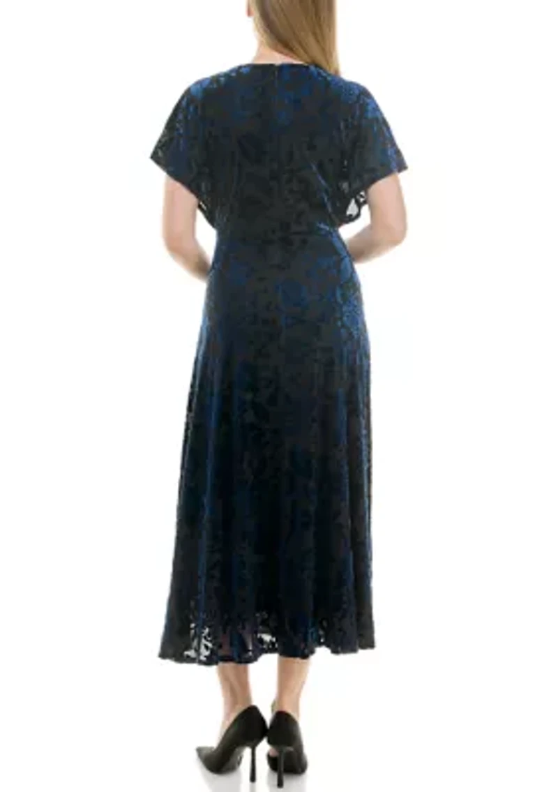Women's Velvet Burnout Midi Dress