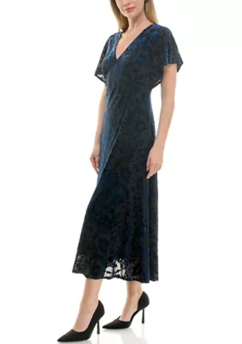 Women's Velvet Burnout Midi Dress