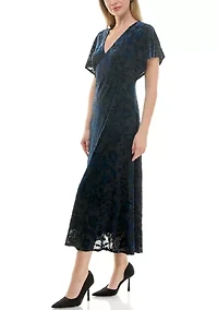 Women's Velvet Burnout Midi Dress