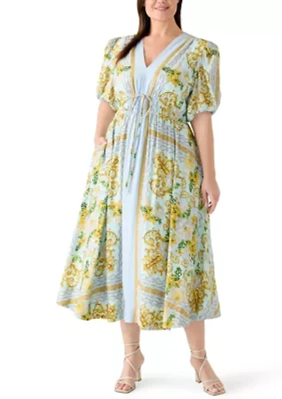 Plus Floral Puff Sleeve Shirtdress