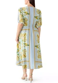 Plus Floral Puff Sleeve Shirtdress