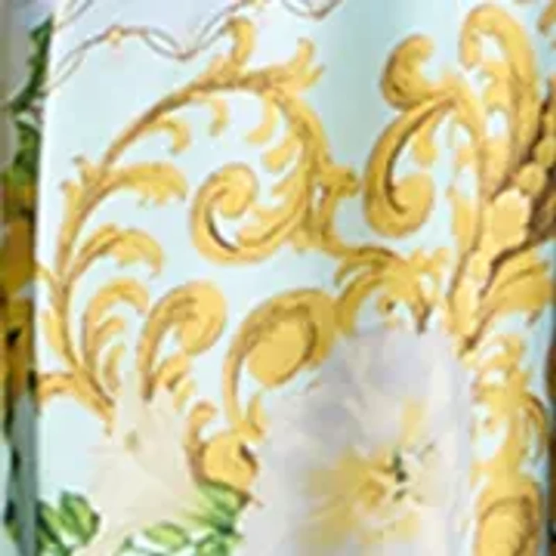 Women's Short Puff Sleeve V-Neck Floral Crepe Maxi Dress