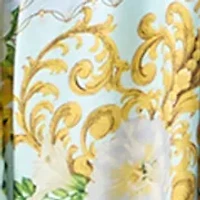 Women's Short Puff Sleeve V-Neck Floral Crepe Maxi Dress