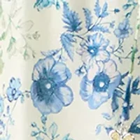 Women's V-Neck Floral Linen Midi Dress