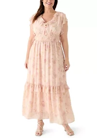 Plus Sleeveless Flutter Sleeve Maxi Dress