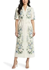 Women's Floral Shirtdress with Sash