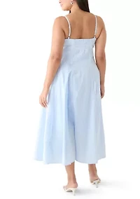 Plus Sleeveless Seersucker Midi Dress