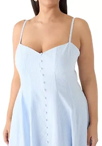 Plus Sleeveless Seersucker Midi Dress