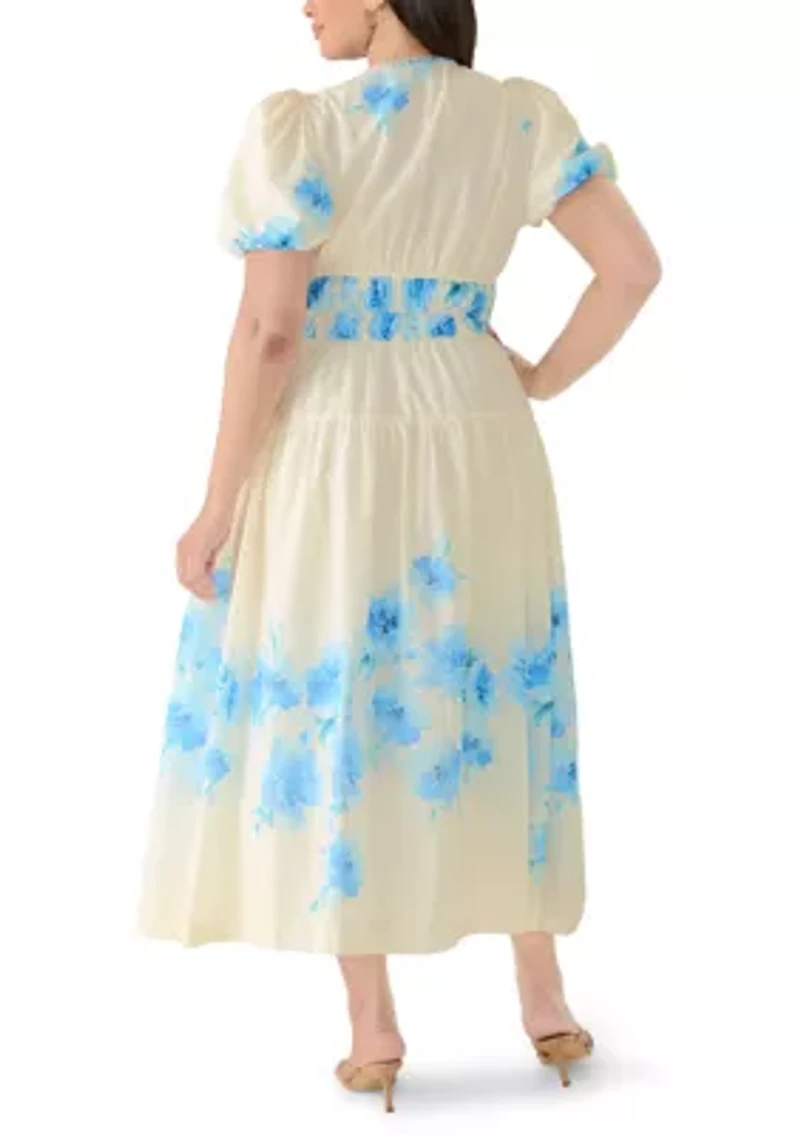 Plus Shirred A-Line Tiered Dress