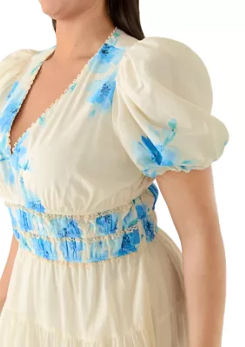 Plus Shirred A-Line Tiered Dress