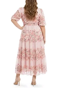 Plus Floral Twist Front A Line Dress