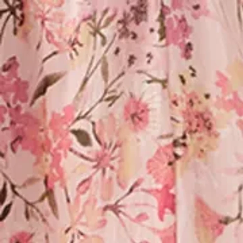 Women's Floral Puff Sleeve Dress with Twist Detail