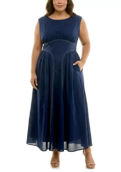 Plus Smocked Dress With Curved Waistband