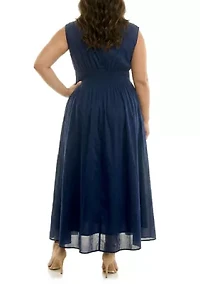 Plus Smocked Dress With Curved Waistband