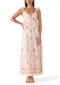 Women's Tiered Floral Empire Waist Dress